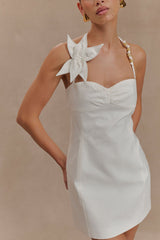 Reyes Cotton Floral Mini Dress - White
